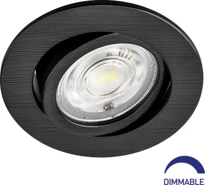 Produktbild von 7w dimmbar LED Einbauspot Einbauleuchte Einbaustrahler 500 Lumen Warmweiß schwarzer Rahmen rund IP40 schwenkbar Ø 9,0 cm