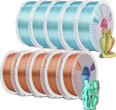 Image de Filament 3D, PLA soie, tricolore, RDYLGN ORBLGN