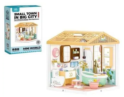 Produktbild von DIY Miniatur Badezimmer Bastelset Diorama Puppenhaus 105 Teile mit LED