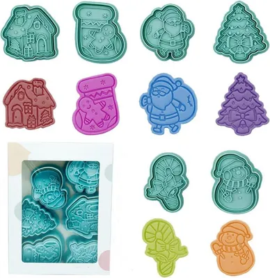 Image de Yealoo Set de 6 emporte-pièces de Noël - 3D emporte-pièces en plastique pour biscuits