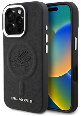 Obrázok produktu pre Puzdro Karl Lagerfeld Initial & Metal Logo MagSafe pre iPhone 16 Pro, čierna farba