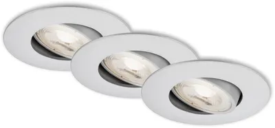 Immagine prodotto di Lampade da incasso a LED dimmerabili orientabili Set da 3 5W argento plastica IP23 Briloner