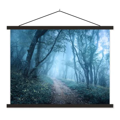 Produktbild von MuchoWow® Textilposter Bäume - Natur - Nebel 150x113 cm mit holzfarbenen Rahmen - Poster