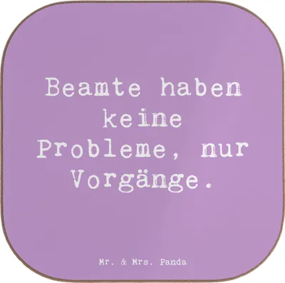 Produktbild von Mr. & Mrs. Panda Untersetzer Glas Spruch Beamter ohne Probleme - Lavendeltraum - Geschenk, Holzuntersetzer, Tassenuntersetzer, Geschenke für Berufstätige, Beruf, Tasse
