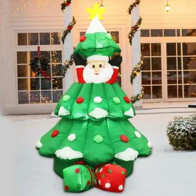Produktbild von ACA Aufblasbarer Weihnachtsbaum mit Beleuchtung, 20 LEDs, Netzteil, kaltweiß, Schutzart IP44, 120 x 100 x 180 cm, 2 m Netzkabel, X07202498