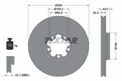 Obrázok produktu pre 2 brzdové kotúče Textar 294 mm vpredu pre Ford Transit