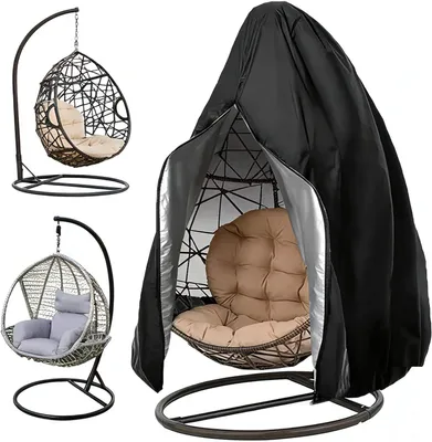 Produktbild von Hängesessel Abdeckung Outdoor, Hängesessel Schutzhülle, mit Reißverschluss Kordelzug, 210D Oxford Schutzhülle, Wasserdicht Winterfest, für Hängestuhl Hängekorb Schwingsessel