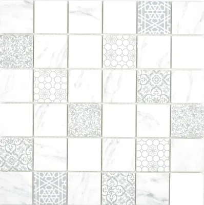 Produktbild von GLAS Mosaik ECO Carrara Optik Mosaikfliese Wand Fliesenspiegel Küche Bad_f | 10 Mosaikmatten