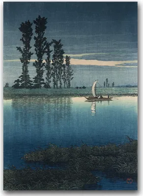 Produktbild von Poster - Canvas - Leinwand - 59,4 cm x 84,1 cm - Fotoposter - Leinwandkunst - Abend Ushibori Kawase Hasui