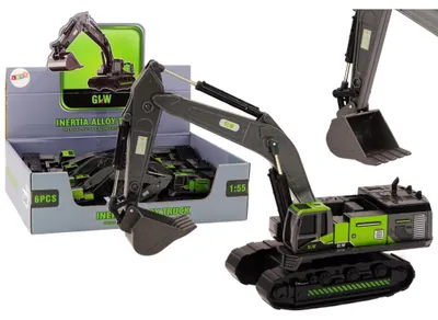 Image de Leantoys Pelle sur chenilles avec godet en métal, échelle 1:55, noir et vert