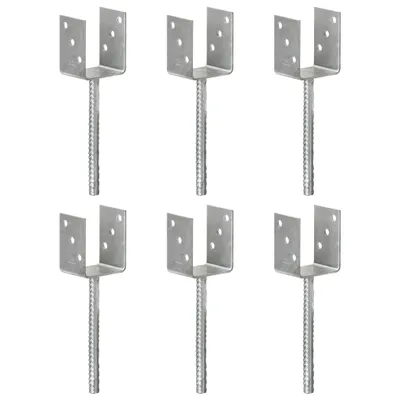 Immagine prodotto di The Living Store Supporti per pali 6 pezzi Argento 8×6×30 cm Acciaio zincato