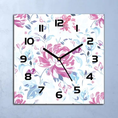 Produktbild von Wanduhr Echt-Glas-Küchenuhr Lila Blumen Wiese Quarz Lautlos 30x30 Deko Bilder