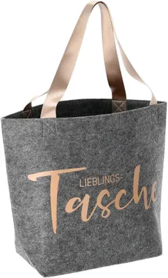 Produktbild von Große braune Einkaufstasche mit Bronzedruck und Tragegriffen