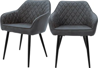 Produktbild von ML-Design 2er Set Esszimmerstuhl mit Rückenlehne, Anthrazit, aus Kunstleder