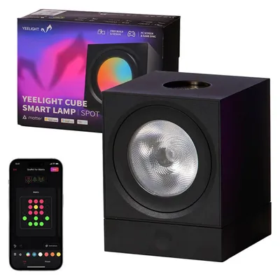 Obrázok produktu pre Yeelight Cube, Inteligentná stolová lampa, Wi-Fi/Bluetooth, Čierna, 802.11b, 802.11g, Wi-Fi 4 (802.11n), Multi, 2,4 GHz