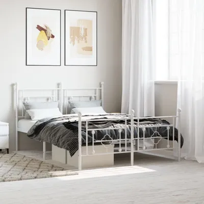 Immagine prodotto di Maison Exclusive - Letto con testiera e pediera in metallo bianco 140x190 cm