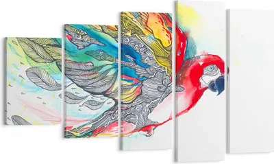 Produktbild von Bild auf Leinwand - Leinwandbild - Parrot Flügel Federn Natur - 100x60cm - Wand Bild - Wanddeko - Leinwanddruck - Bilder - Kunstdruck - Wanddekoration - Leinwand bilder - Wandkunst - EG100x60-3008