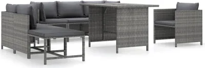 Produktbild von vidaXL 8-tlg. Garten-Lounge-Set mit Kissen Poly Rattan Grau