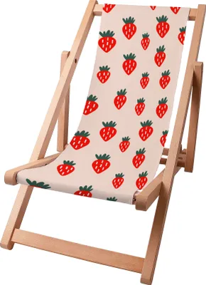 Produktbild von Dreamroots Detské lehátko skladacie drevo, bukové drevo do 130 kg, lehátko skladacie s 3-stupňovým nastavením sklonu operadla, Strawberry Jam
