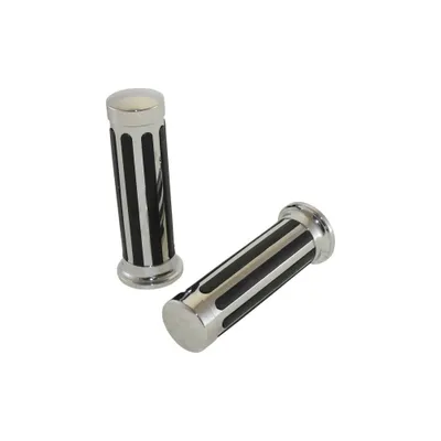 Obrázok produktu pre Sada rukovätí na riadidlá Grip gumy chróm s čiernou pre 22mm riadidlá