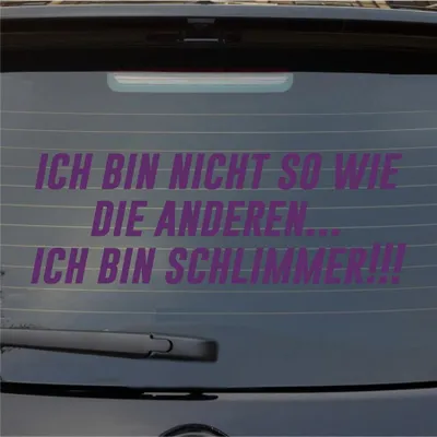 Produktbild von Heckscheibenaufkleber Ich bin nicht so wie die anderen… Ich bin schlimmer 55x19 cm Lila Auto Aufkleber Sticker