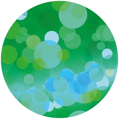 Produktbild von Wallario Premium Glasbild, freischwebende Optik, kräftige Farben, rund 50cm Durchmesser, Motiv Grüne und blaue Kreise - harmonisches Muster