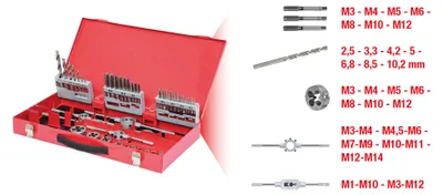Obrázok produktu pre KS Tools Sada nástrojov na rezanie závitov z HSS, 44-dielna, 331.0644
