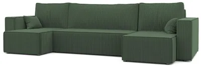 Zdjęcie produktu dla HuskyMeble Narożnik PABLO U Butelkowa zieleń Poso 14, Funkcja Spania, Pojemnik na Pościel, 312x145 cm