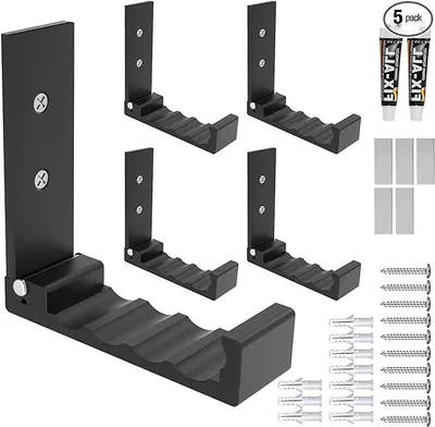 Imagen del producto de Ganchos para varillas, ganchos para ropa, abatibles, plegables, con tornillos de acero inoxidable. Ideales para cocina, baño, armario, baño. Juego de 5 unidades, color