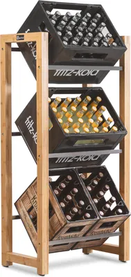 Produktbild von gutholz® Getränkekistenregal | Regale für Getränkekisten | Allround Regal für Getränkekisten | aus Bambus & Edelstahl | Getränkekistenhalter für Bier, Wasser & Co.