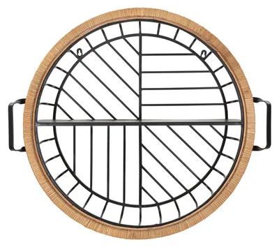 Produktbild von Mauro Ferretti Wandregal CEBU Schwarz Rattan 72,5x18x65 cm
