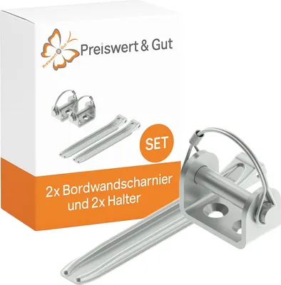 Produktbild von 2x Bordwandscharnier Anhänger Set 376mm mit Halterung für Bordwände verzinkt