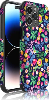 Produktbild von Smartphonica Handyhülle Geeignet für iPhone 14 Pro mit Bumper und Blumendruck - Backcover PhoneCase Blumendruck