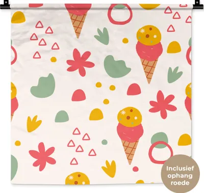 Produktbild von MuchoWow® Wandteppich Wandbehang Eiscreme - Design - Sommer 60x60 cm Tapisserie Dekoration Wandtuch - Dekorationen - Wand Decke
