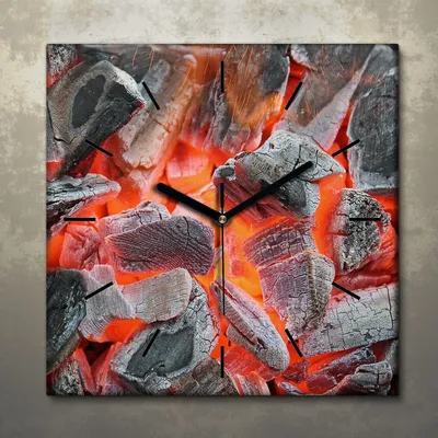 Produktbild von Wohnzimmer Leinwand Uhr Geräuschlos Küche 30x30 Grill, Feuer, Glut, Motive, schwarze Zeiger