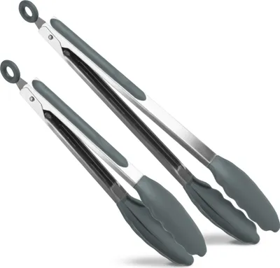 Produktbild von 2 er Set Camolo Grillzangen Salatzangen mit Antihaft-Enden Silikon Set 23 cm + 30 cm