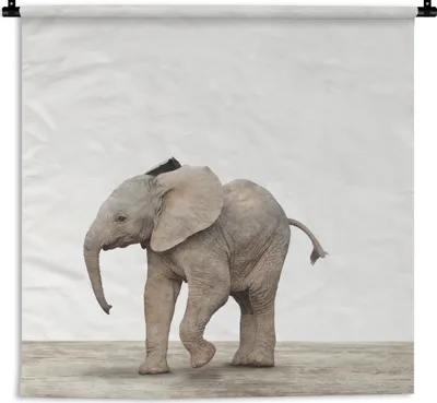 Produktbild von MuchoWow® Wandteppich Wandbehang Baby-Elefant - Tiere - Kinder - Mädchen - Jungen 60x60 cm Tapisserie Dekoration Wandtuch - Dekorationen - Wand Decke