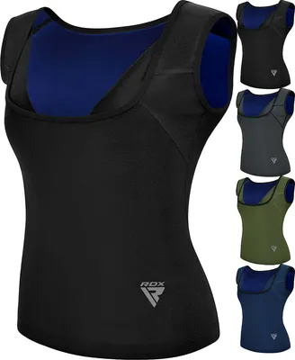Produktbild von RDX Damen Saunaweste, wärmespeichernder Schweiß-Taillentrainer – REACH  100-er Body Shaper – Gewichtsverlust-Trimmer, heißes Korsett, Kompressions-Schlankheitspullover mit Reißverschluss – Fitness-Tanktop für Fitnessstudio