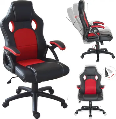 Produktbild von Game Chair Wouter Junior - Bürostuhl Racing Gaming Style - höhenverstellbar - schwarz rot