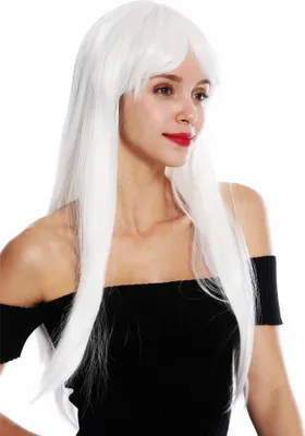 Produktbild von WIG ME UP Perücke Pony lang glatt weiß YZF-41062-1001