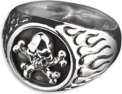 Produktbild von viva-adorno Gr. 69 (22,0 mm Ø) Herren Ring Totenkopf Skull Bones Flammen Siegelring Daumenring 925 Sterlingsilber SR31,