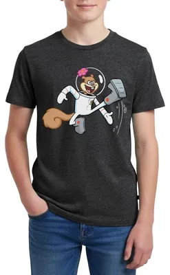 Produktbild von Spreadshirt Spongebob Schwammkopf Sandy Cheeks Design Teenager Premium T-Shirt, 158/164 (12 Jahre), Anthrazit meliert