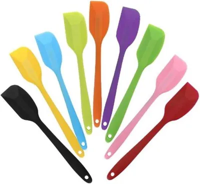 Image de Lot de spatules en silicone, résistantes à la chaleur jusqu'à 500 °C, avec revêtement antiadhésif, pour mélanger et cuisiner, disponibles en plusieurs couleurs.