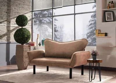 Produktbild von Hanah Home, Chatto - Light Brown, 2-Sitzer-Schlafsofa, 100 % Metall, Hellbraun, 65 x 140 x 70 cm
