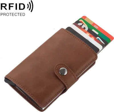 Produktbild von Kunstleder RFID NFC Blocker Schutzhülle – Kartenschutzhülle für Kreditkarten, Farbe:Braun
