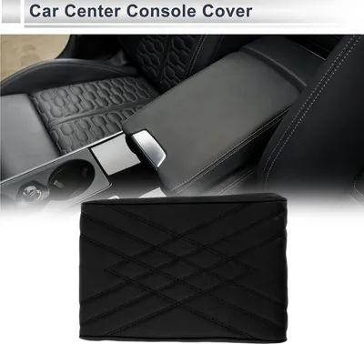 Produktbild von Auto Mittelkonsole Abdeckung Auto Armlehnenabdeckung 12,2"x7,87"x1,97" Schwarz Nappa Leder, Schwamm Doppel-W-Muster