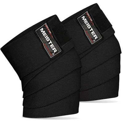 Produktbild von Meister Kniebandagen für Kniebeugen & Gewichtheben - Robuste 72" elastische Unterstützung - Schwarz