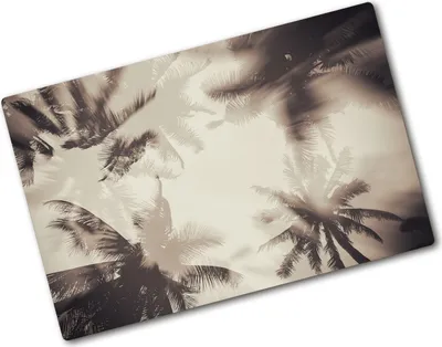 Produktbild von Tulup Glas Herdabdeckplatte - 80x52 cm - Glaskeramikkochfeld-Abdeckung Spritzschutz Glasabdeckplatte - Einteilig - Blumen & Pflanzen - Palmen - Beige