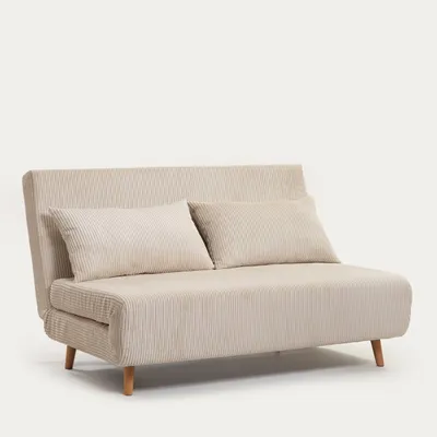 Zdjęcie produktu dla HOMLA Sofa SOLACE 2-osobowa, z funkcją spania sztruksowa ecru 140x91x84 cm