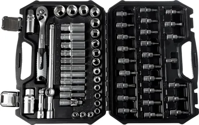 Produktbild von WGB Steckschlüsselsatz 61-tlg, 10mm 3/8" S2-Stahl für präzise Arbeiten